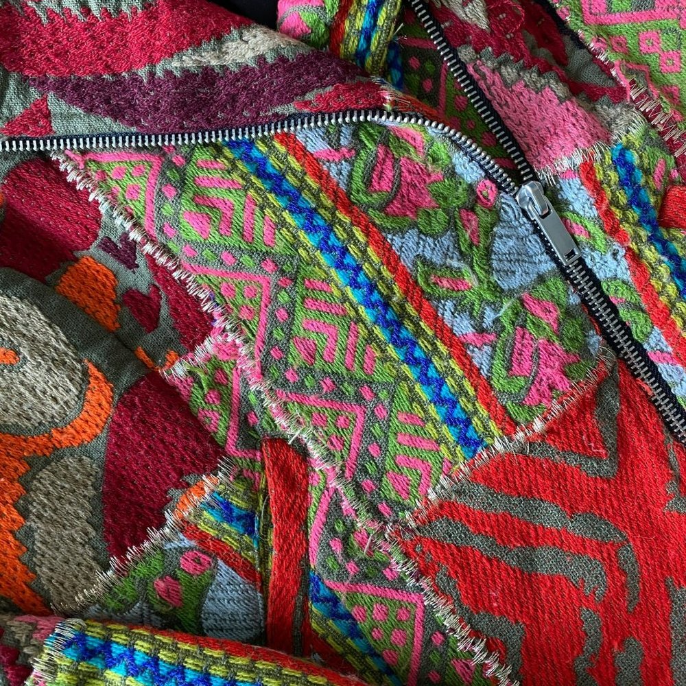 Zara Patchwork Embroidered Moto Jacket - image 7